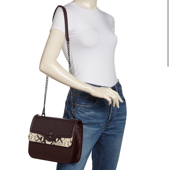 Women’s Rebecca Minkoff Phoebe Shoulder Bag - Plum/Snakeskin - Picture 4 of 4